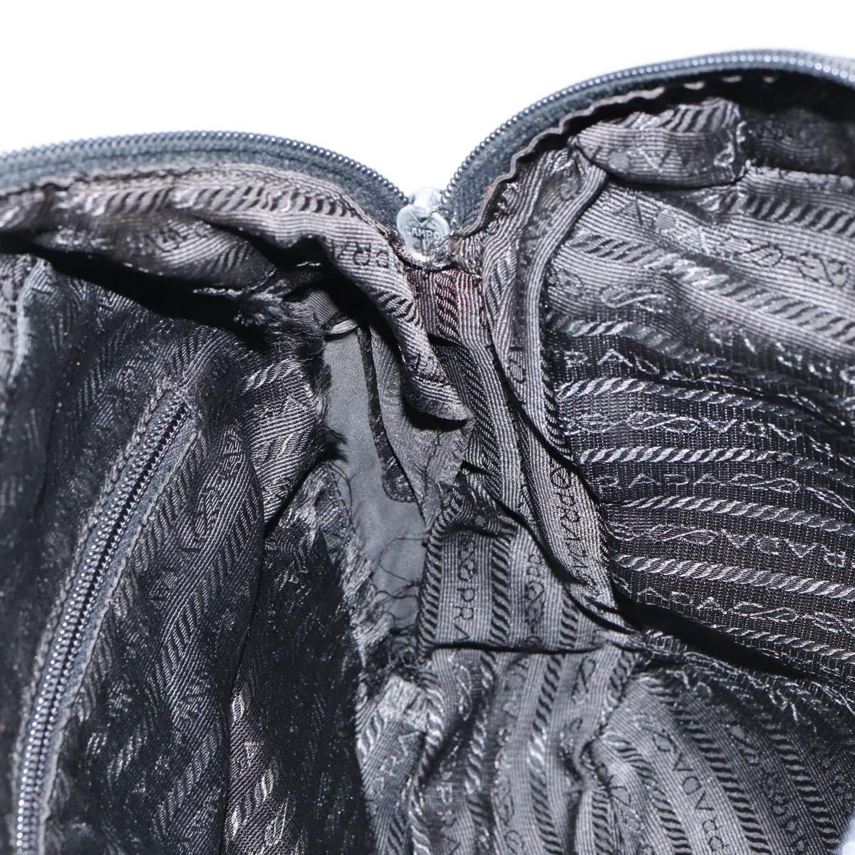 PRADA Shoulder Bag Nylon Black Silver Auth 154523