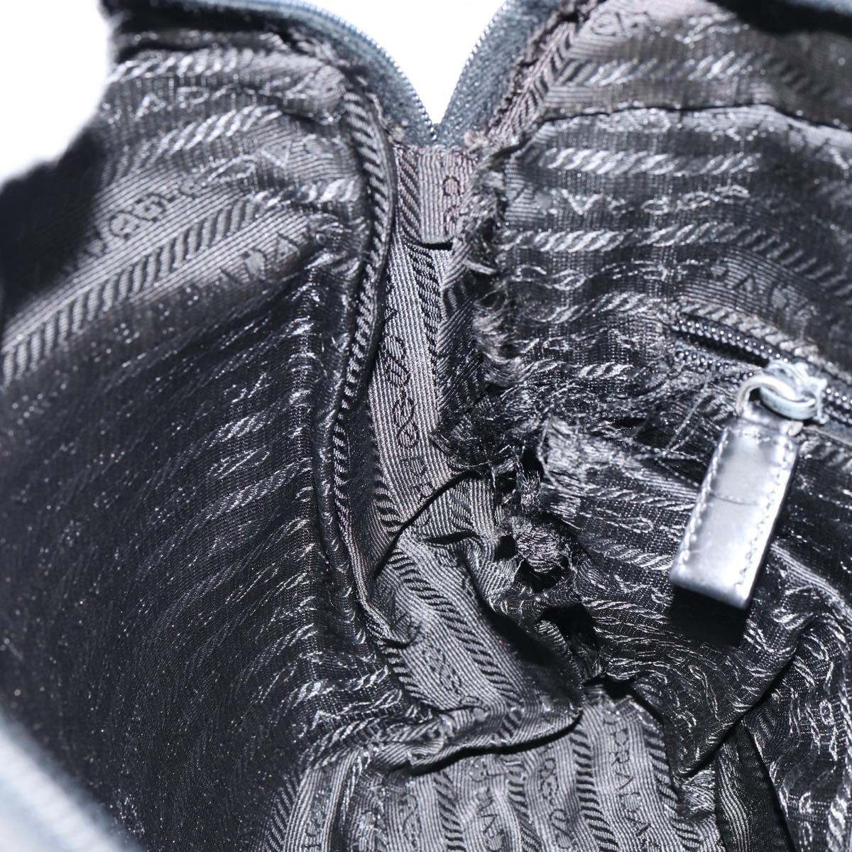 PRADA Shoulder Bag Nylon Black Silver Auth 154523