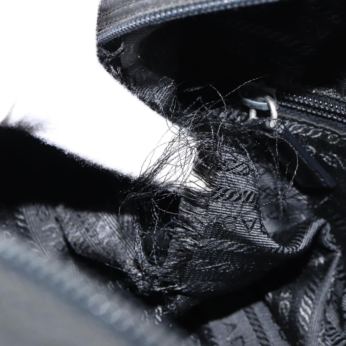 PRADA Shoulder Bag Nylon Black Silver Auth 154523