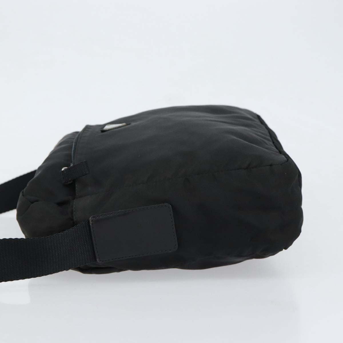 PRADA Shoulder Bag Nylon Black Silver Auth 154523