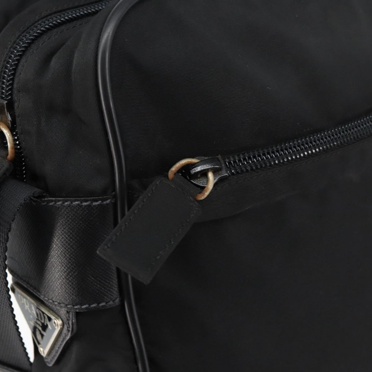 PRADA Shoulder Bag Nylon Black Silver Auth 154524