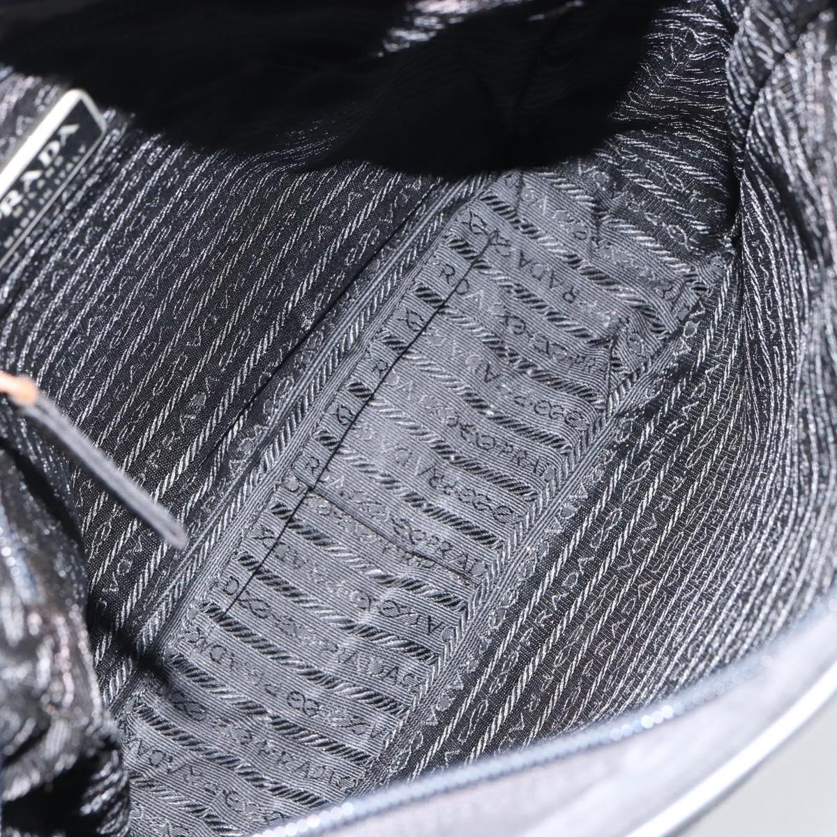 PRADA Shoulder Bag Nylon Black Silver Auth 154524