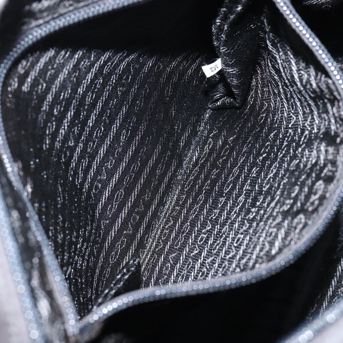 PRADA Shoulder Bag Nylon Black Silver Auth 154524