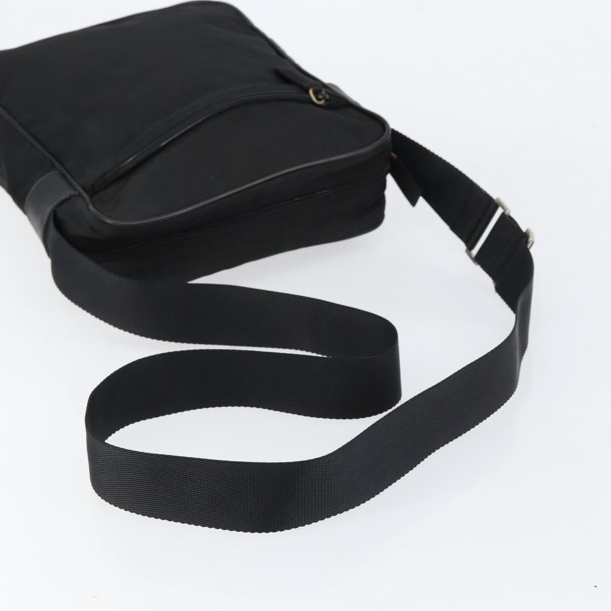 PRADA Shoulder Bag Nylon Black Silver Auth 154524
