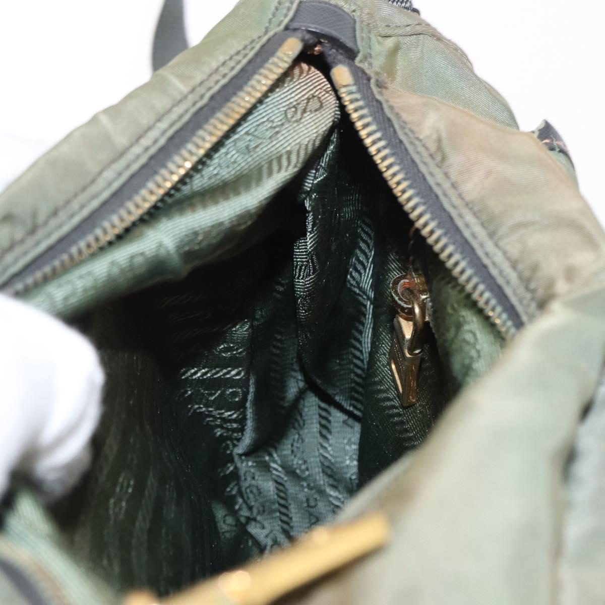 PRADA Shoulder Bag Nylon Khaki Gold Auth 154525