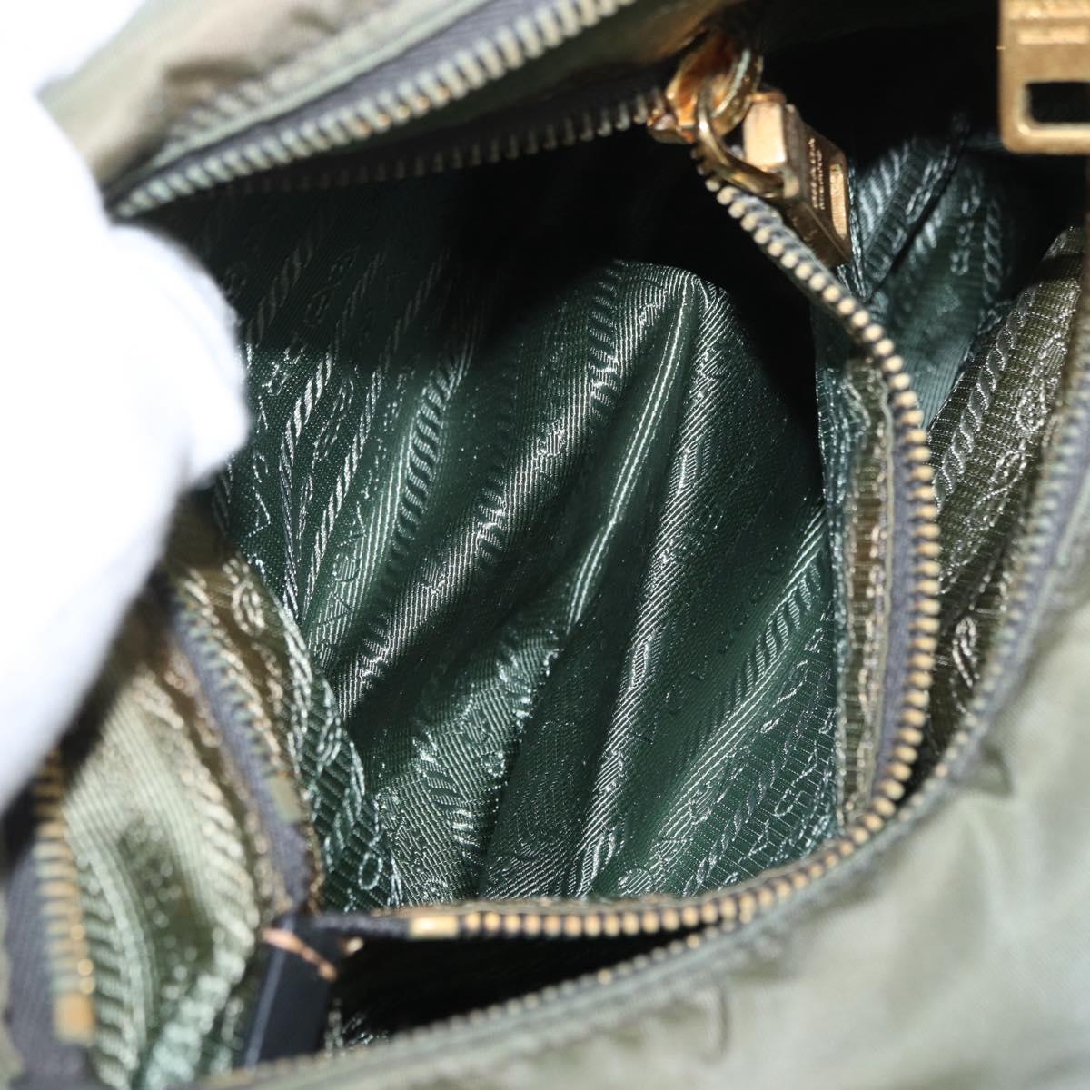 PRADA Shoulder Bag Nylon Khaki Gold Auth 154525