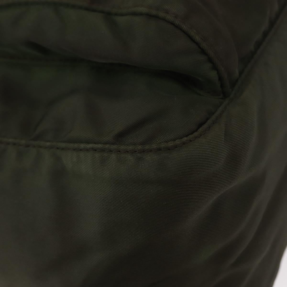 PRADA Shoulder Bag Nylon Khaki Silver Auth 154526