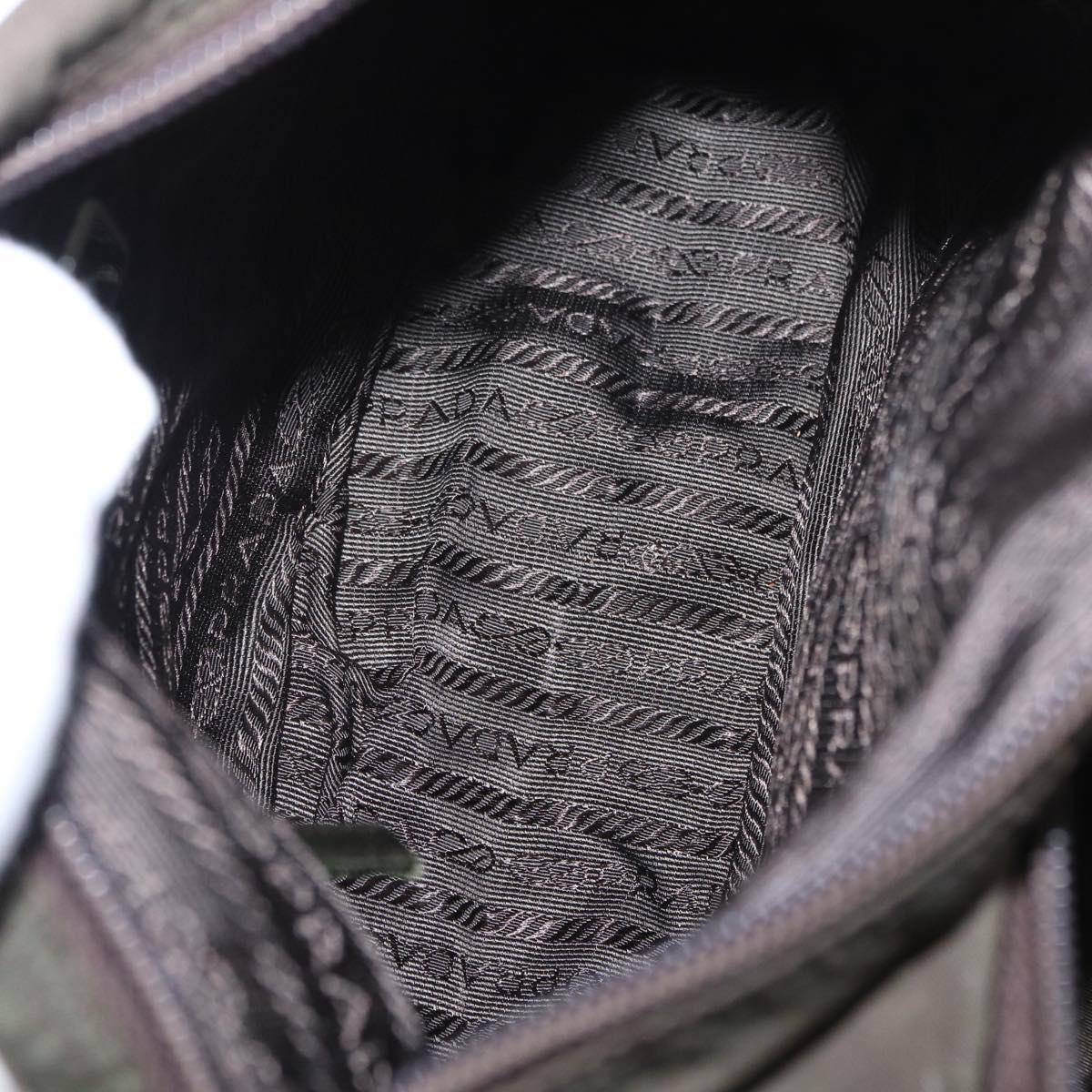 PRADA Shoulder Bag Nylon Khaki Silver Auth 154526