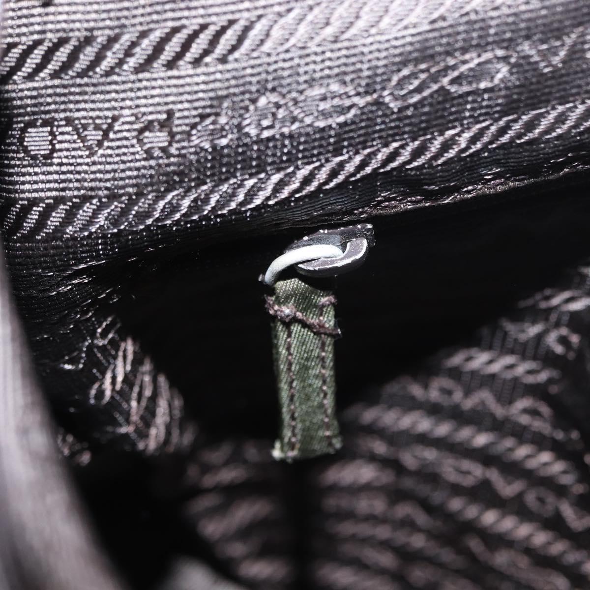 PRADA Shoulder Bag Nylon Khaki Silver Auth 154526