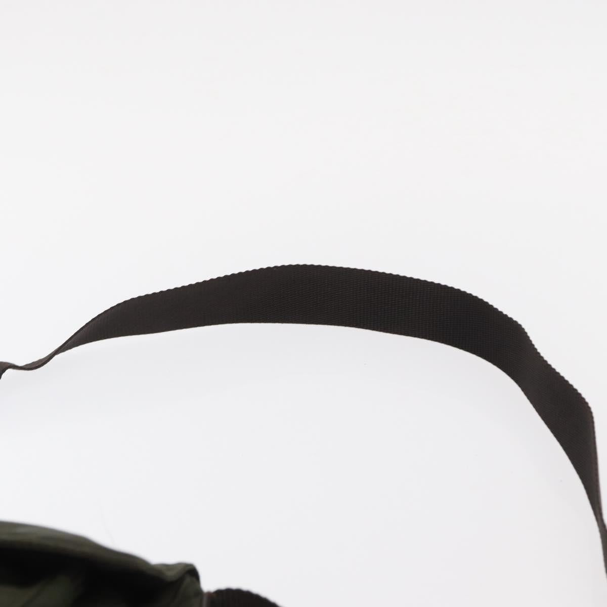 PRADA Shoulder Bag Nylon Khaki Silver Auth 154526