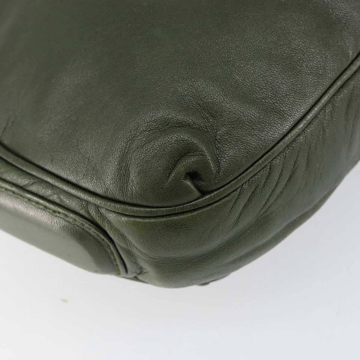 LOEWE Anagram Shoulder Bag Leather Green Auth 154527