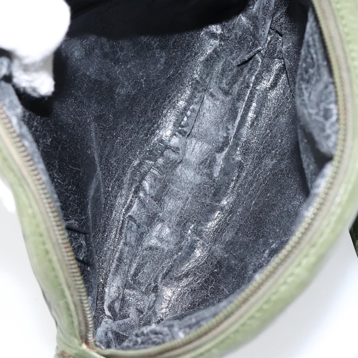 LOEWE Anagram Shoulder Bag Leather Green Auth 154527