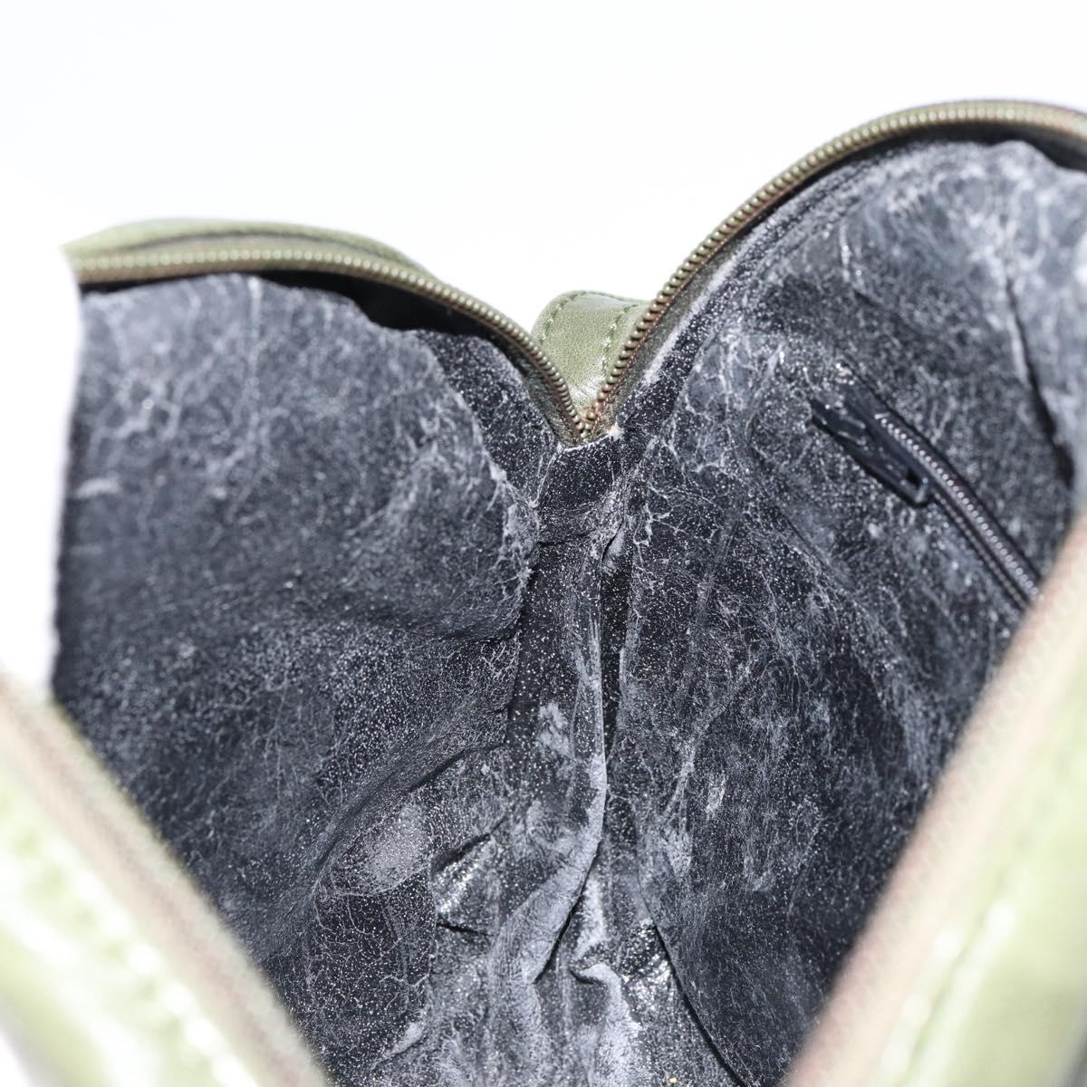 LOEWE Anagram Shoulder Bag Leather Green Auth 154527