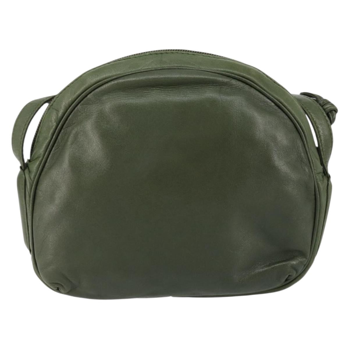 LOEWE Anagram Shoulder Bag Leather Green Auth 154527