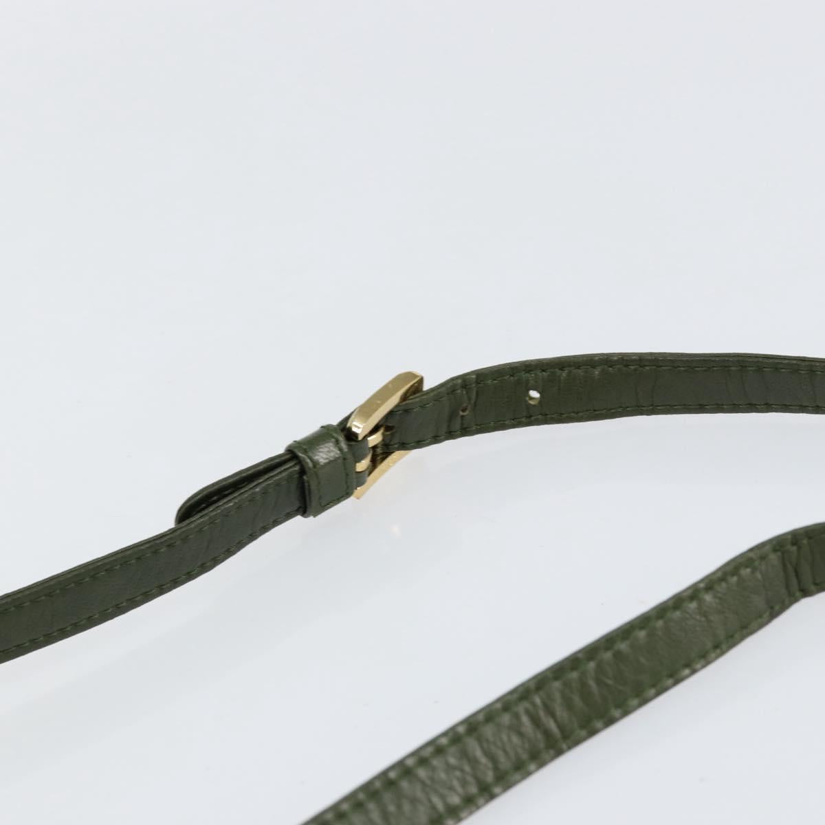 LOEWE Anagram Shoulder Bag Leather Green Auth 154527