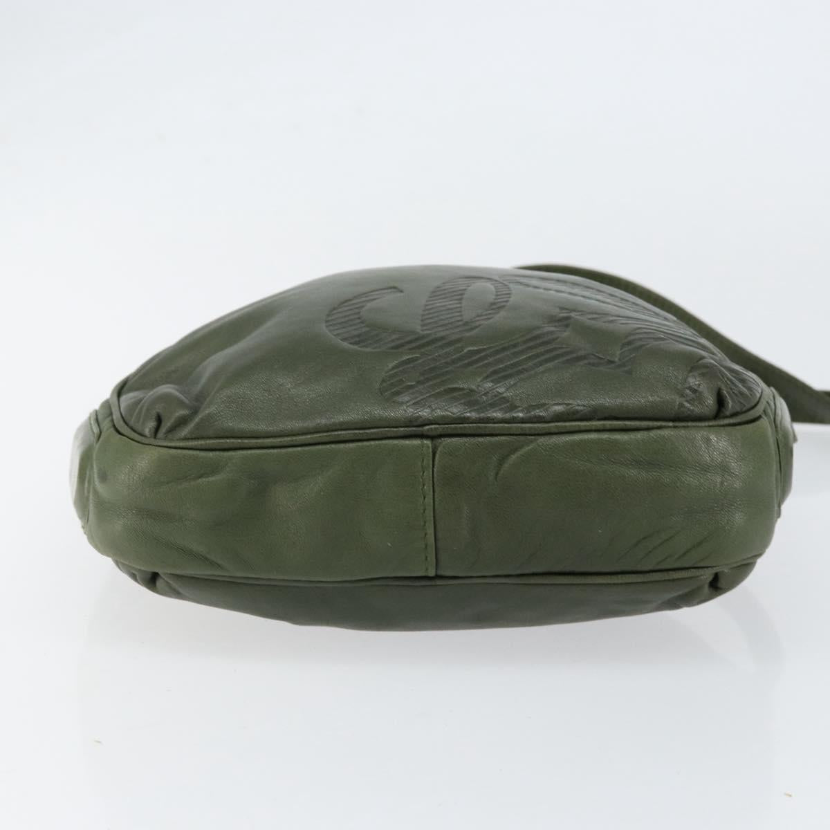 LOEWE Anagram Shoulder Bag Leather Green Auth 154527