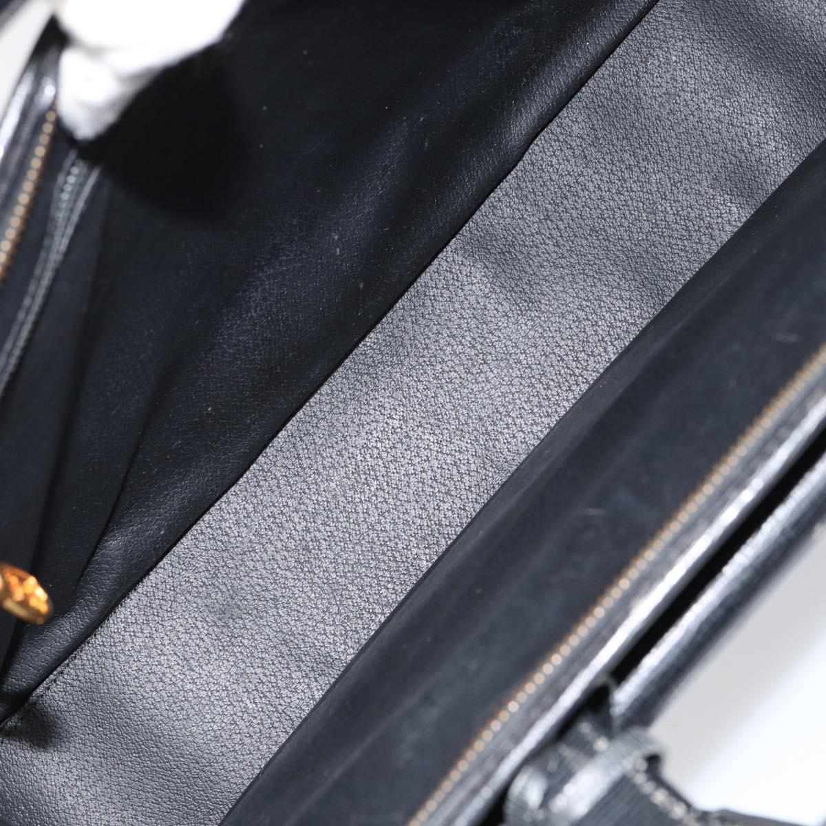 CELINE Hand Bag Leather Black Gold Auth 154528