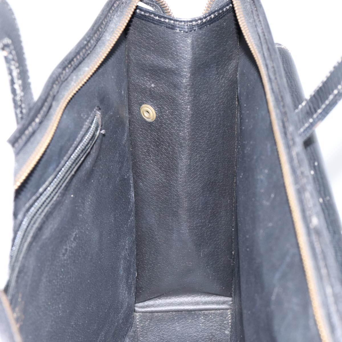 CELINE Hand Bag Leather Black Gold Auth 154528