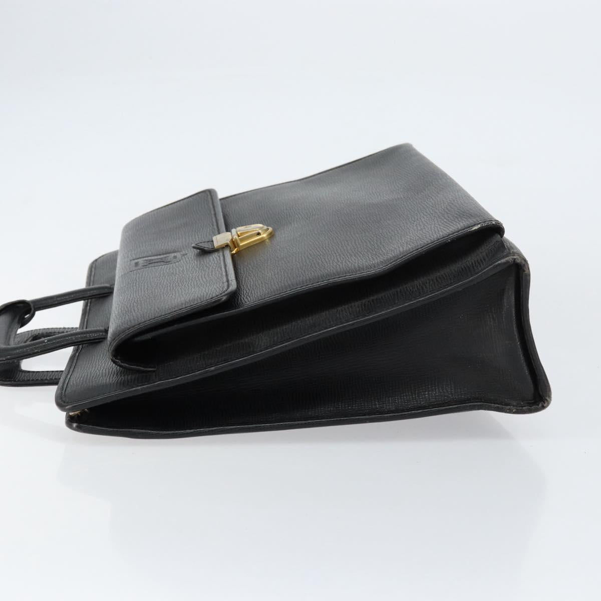 CELINE Hand Bag Leather Black Gold Auth 154528