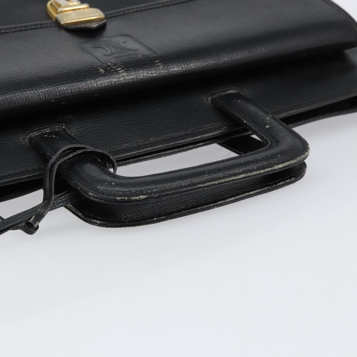 CELINE Hand Bag Leather Black Gold Auth 154528