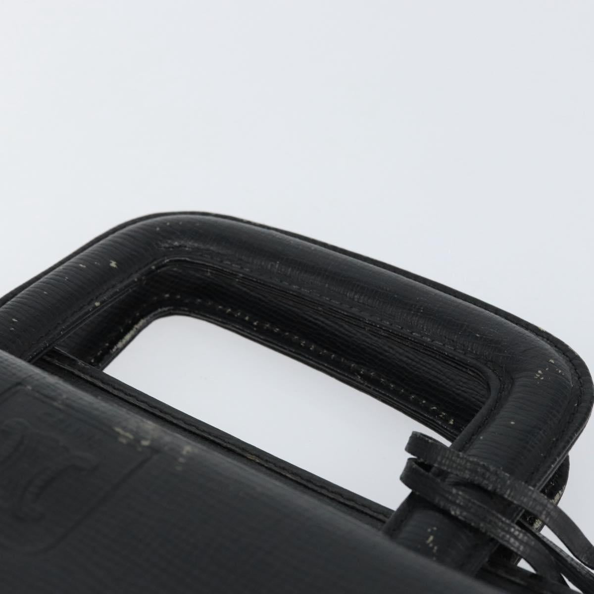 CELINE Hand Bag Leather Black Gold Auth 154528