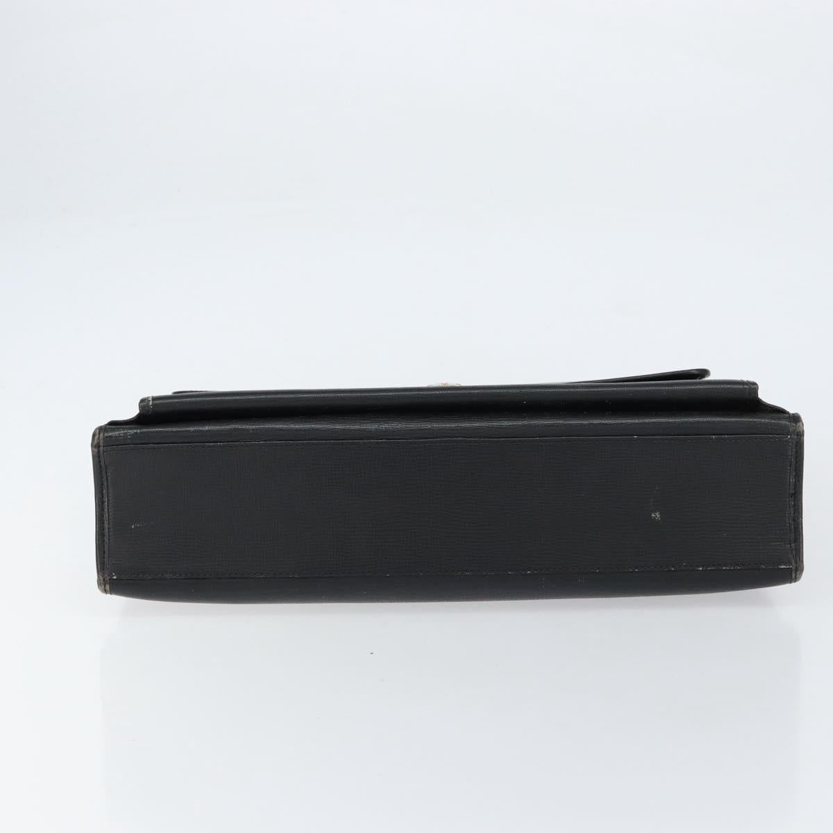 CELINE Hand Bag Leather Black Gold Auth 154528