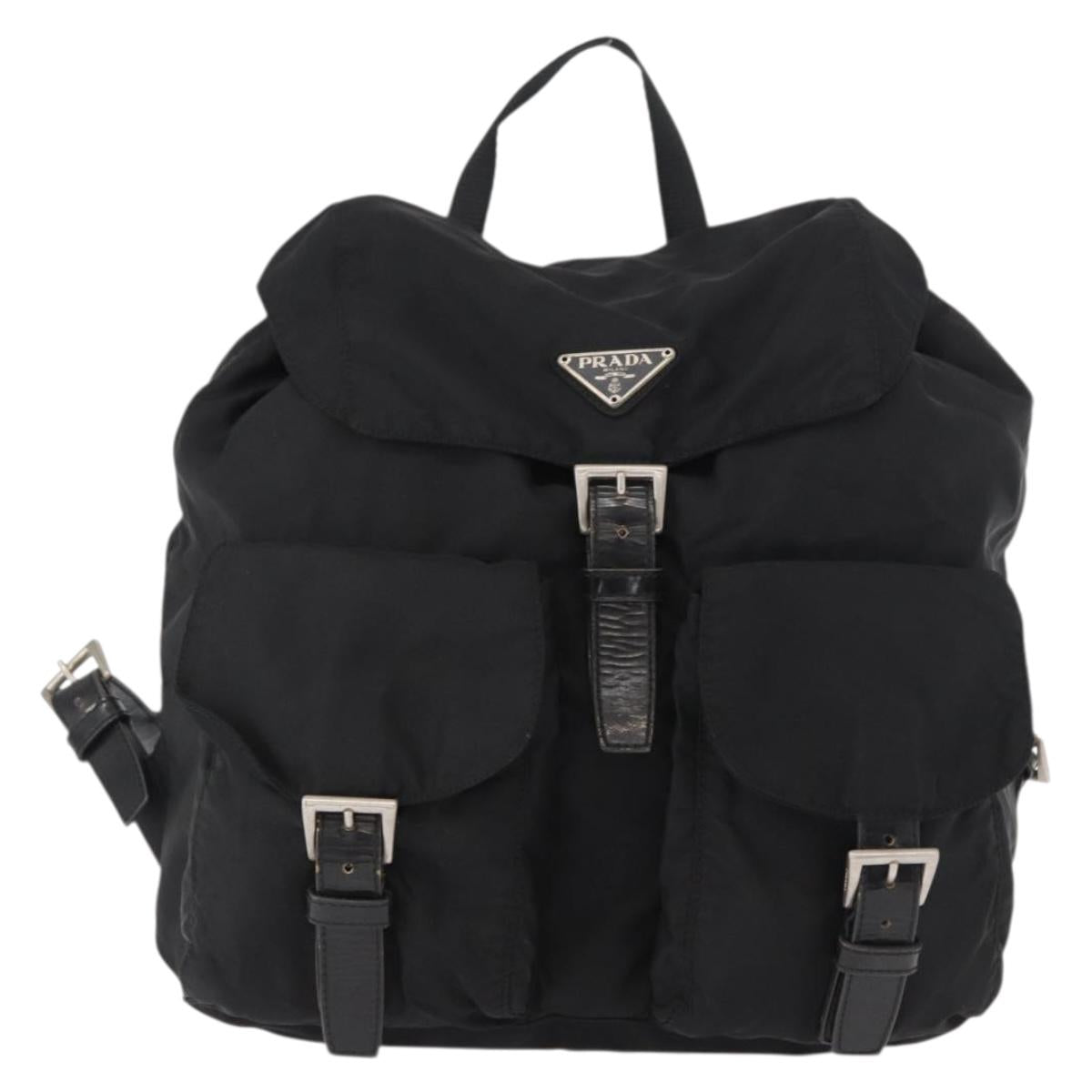 PRADA Backpack Nylon Black Silver Auth 154529