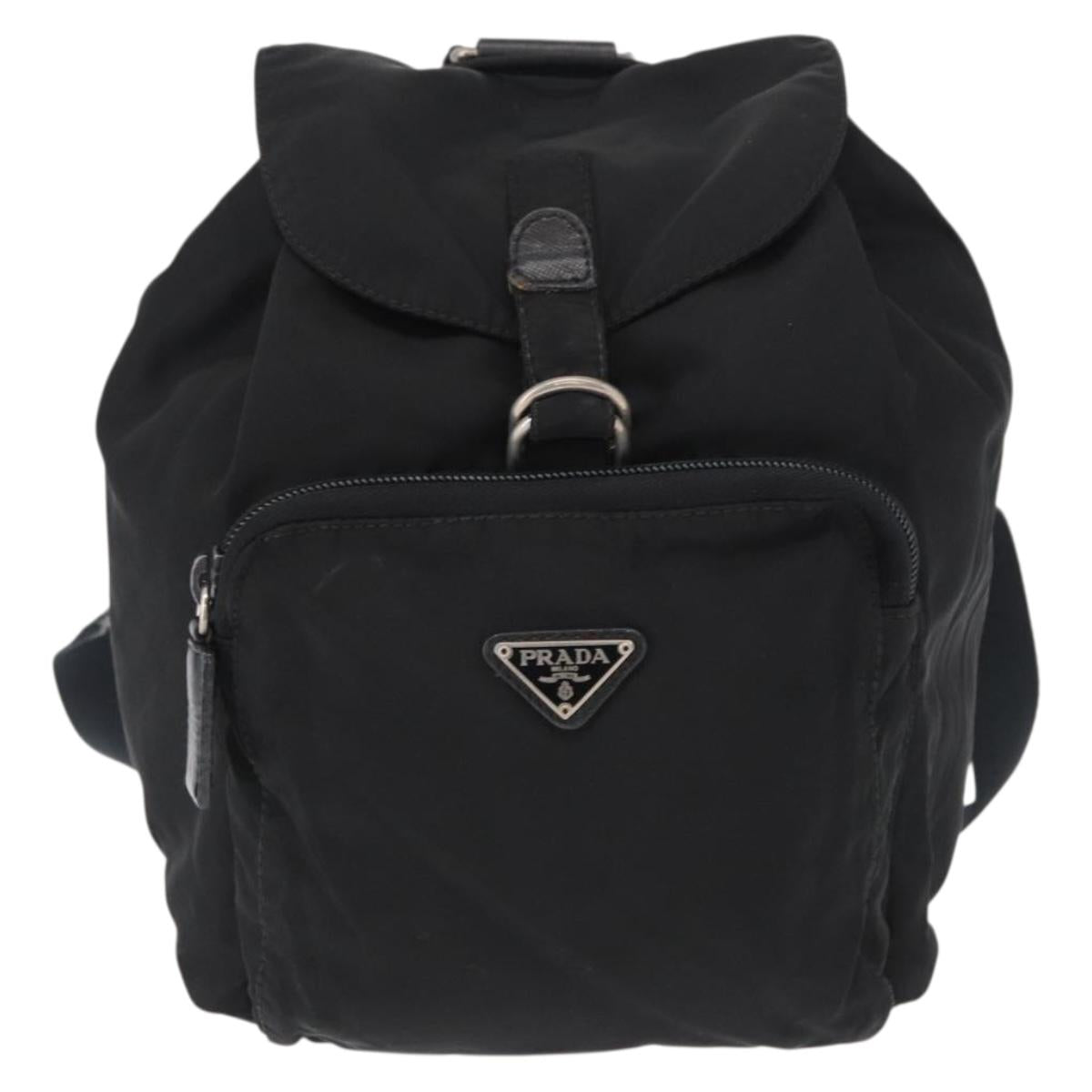 PRADA Backpack Nylon Black Silver Auth 154530