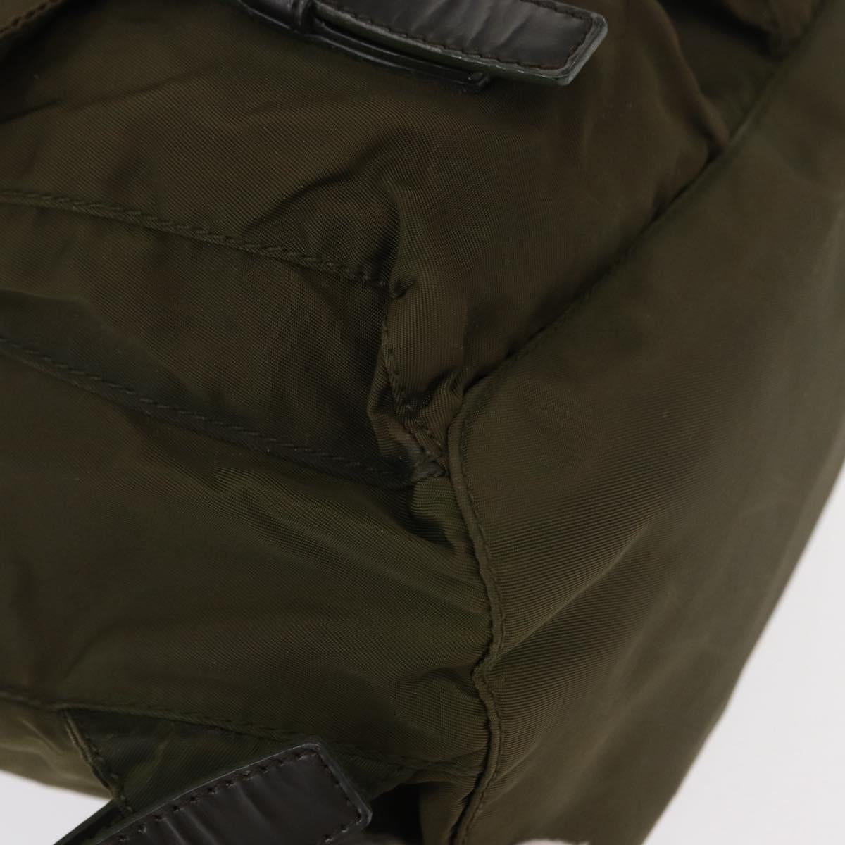 PRADA Backpack Nylon Khaki Silver Auth 154531