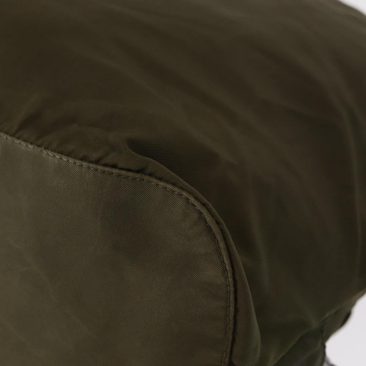 PRADA Backpack Nylon Khaki Silver Auth 154531