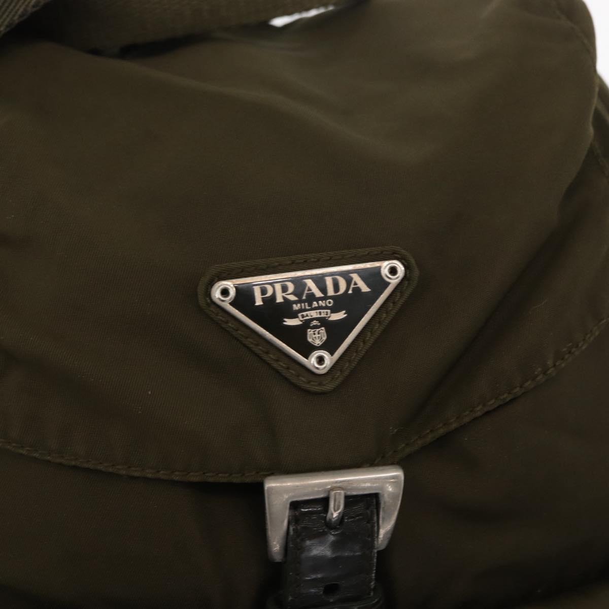PRADA Backpack Nylon Khaki Silver Auth 154531