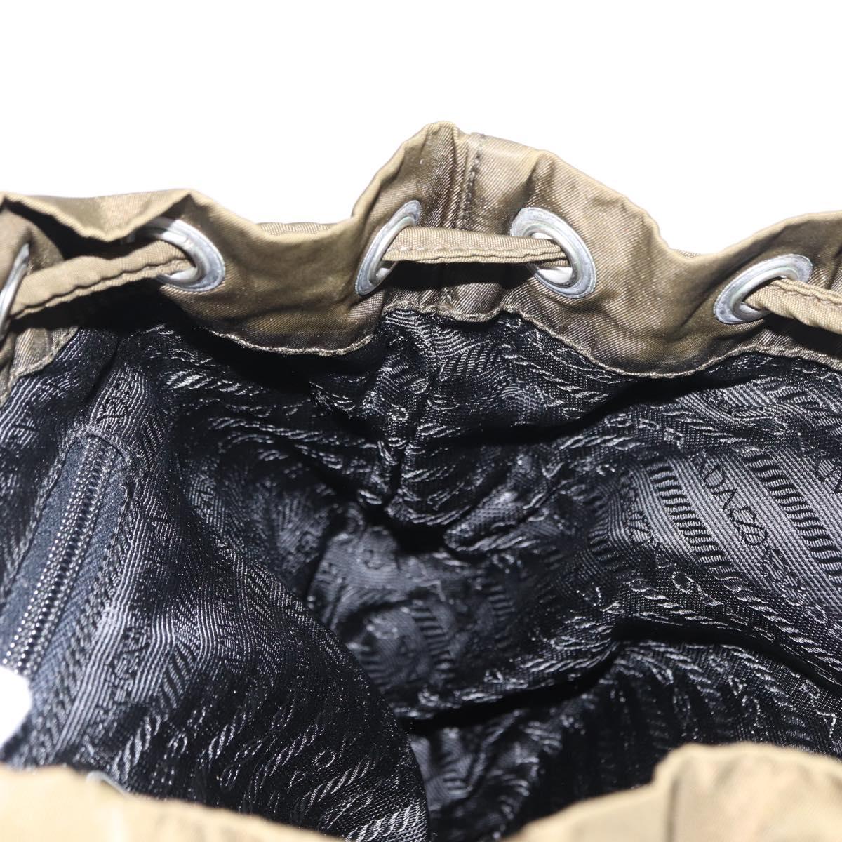 PRADA Backpack Nylon Khaki Silver Auth 154531