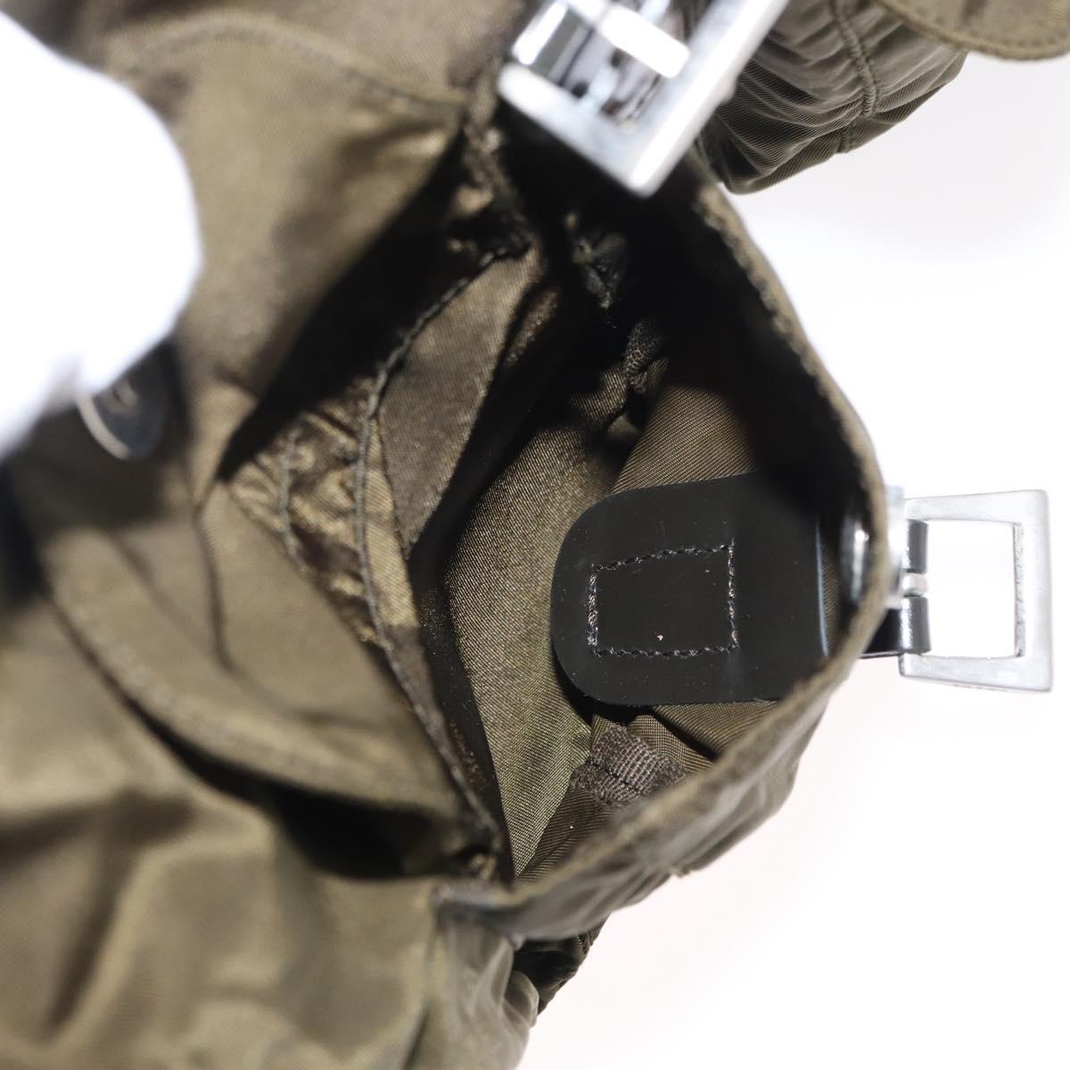 PRADA Backpack Nylon Khaki Silver Auth 154531