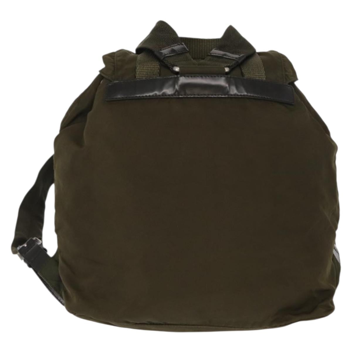 PRADA Backpack Nylon Khaki Silver Auth 154531