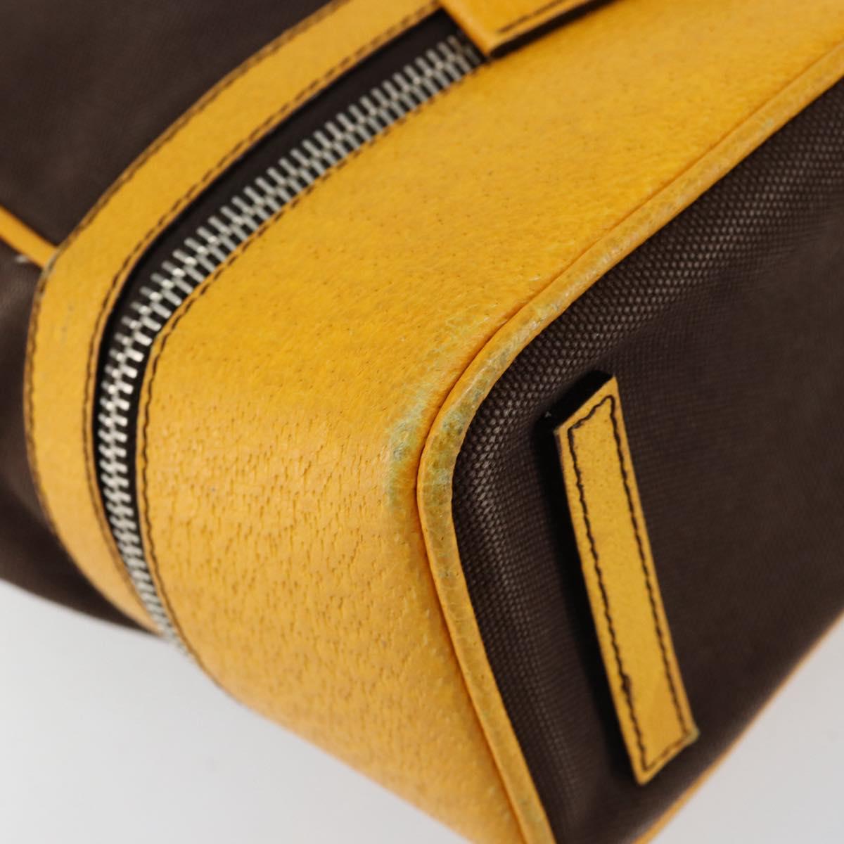 PRADA Hand Bag Canvas Yellow Brown Auth 154533