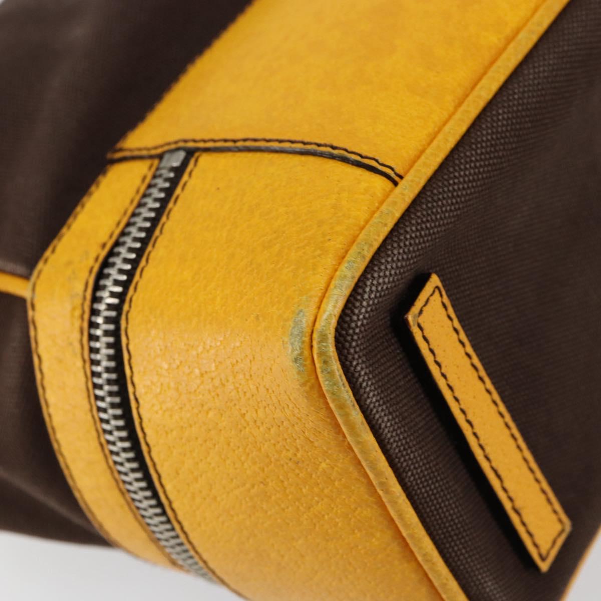PRADA Hand Bag Canvas Yellow Brown Auth 154533