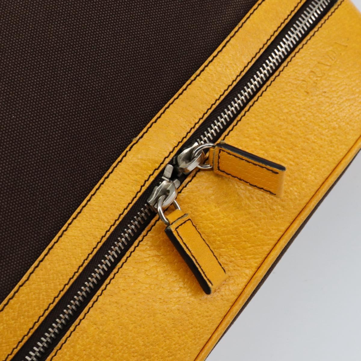 PRADA Hand Bag Canvas Yellow Brown Auth 154533