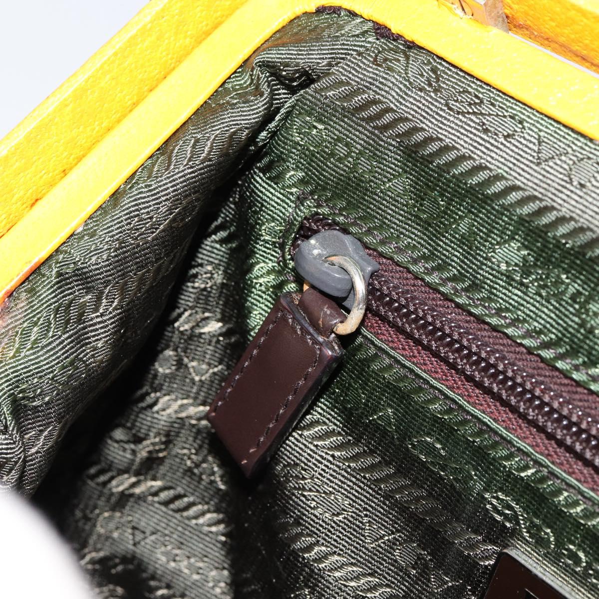 PRADA Hand Bag Canvas Yellow Brown Auth 154533