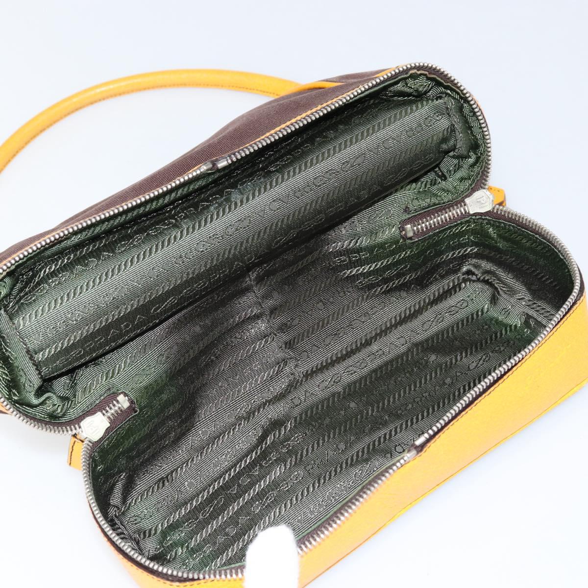 PRADA Hand Bag Canvas Yellow Brown Auth 154533