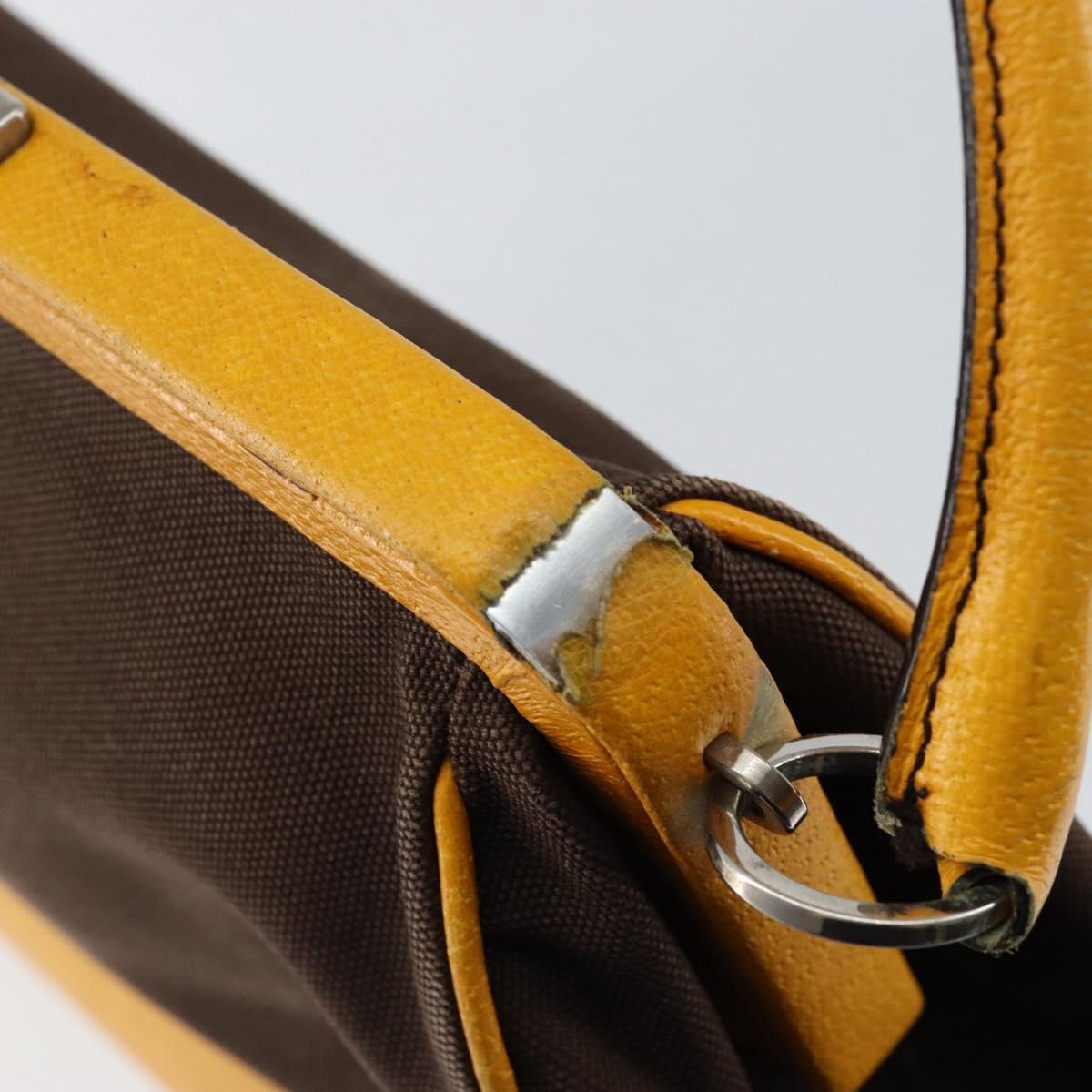 PRADA Hand Bag Canvas Yellow Brown Auth 154533