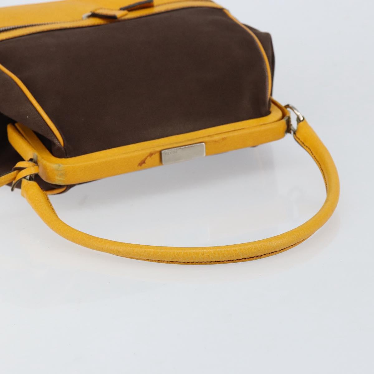 PRADA Hand Bag Canvas Yellow Brown Auth 154533