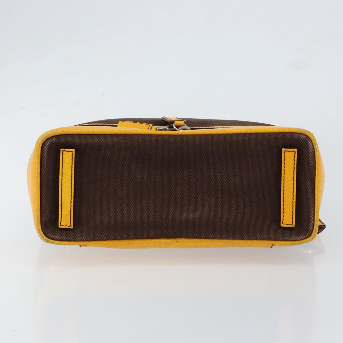 PRADA Hand Bag Canvas Yellow Brown Auth 154533