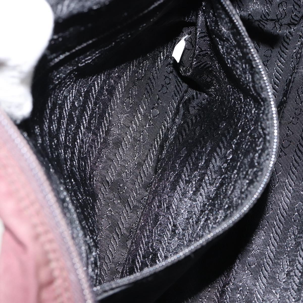 PRADA Shoulder Bag Nylon Bordeaux Silver Auth 154535