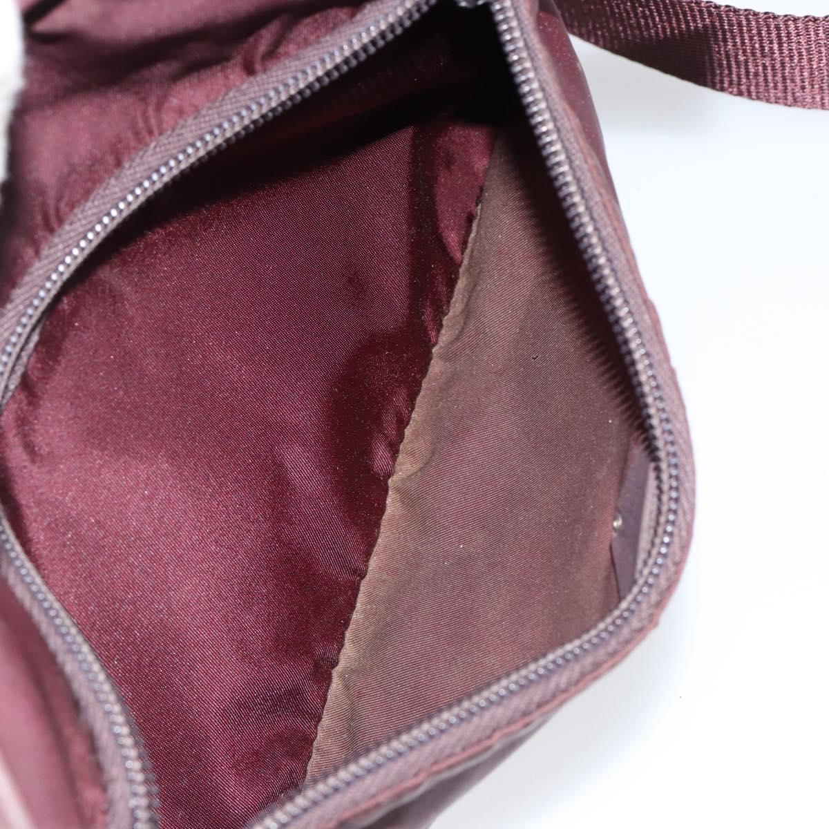 PRADA Shoulder Bag Nylon Bordeaux Silver Auth 154535