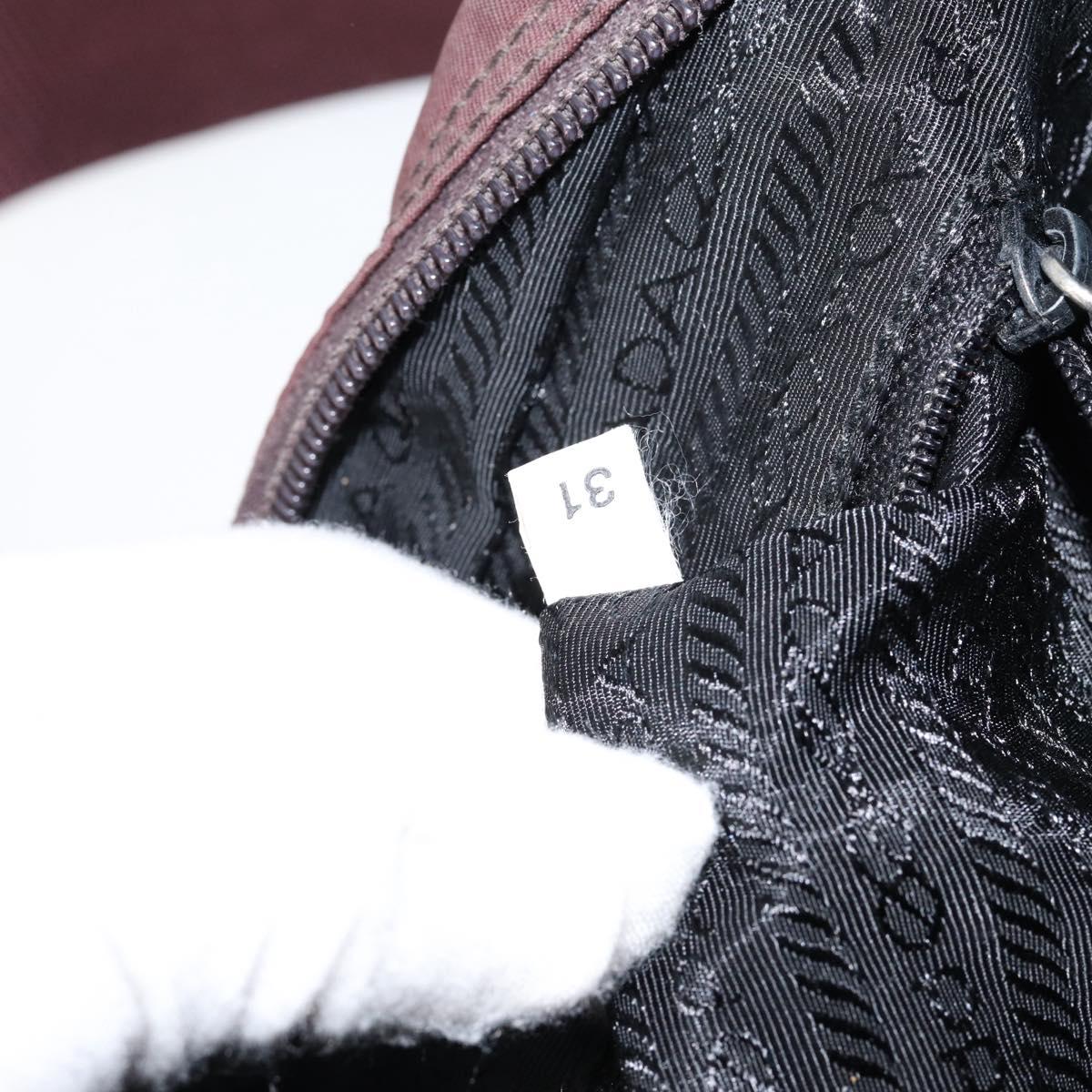PRADA Shoulder Bag Nylon Bordeaux Silver Auth 154535