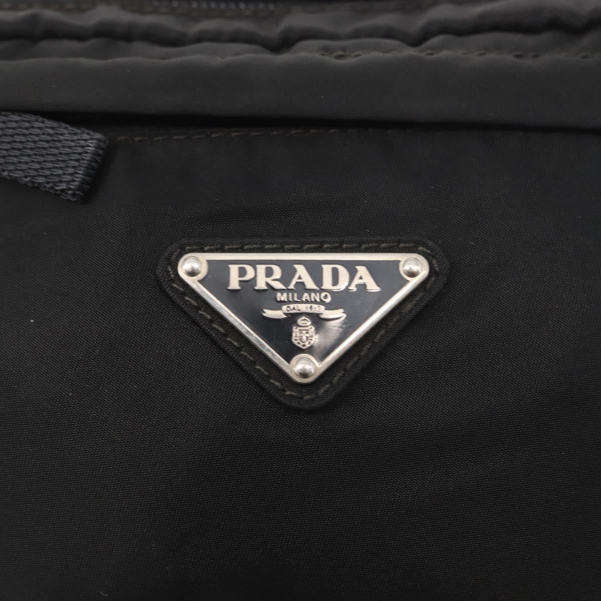 PRADA Body Bag Nylon Black Silver Auth 154536