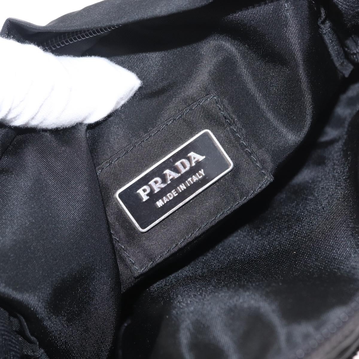 PRADA Body Bag Nylon Black Silver Auth 154536
