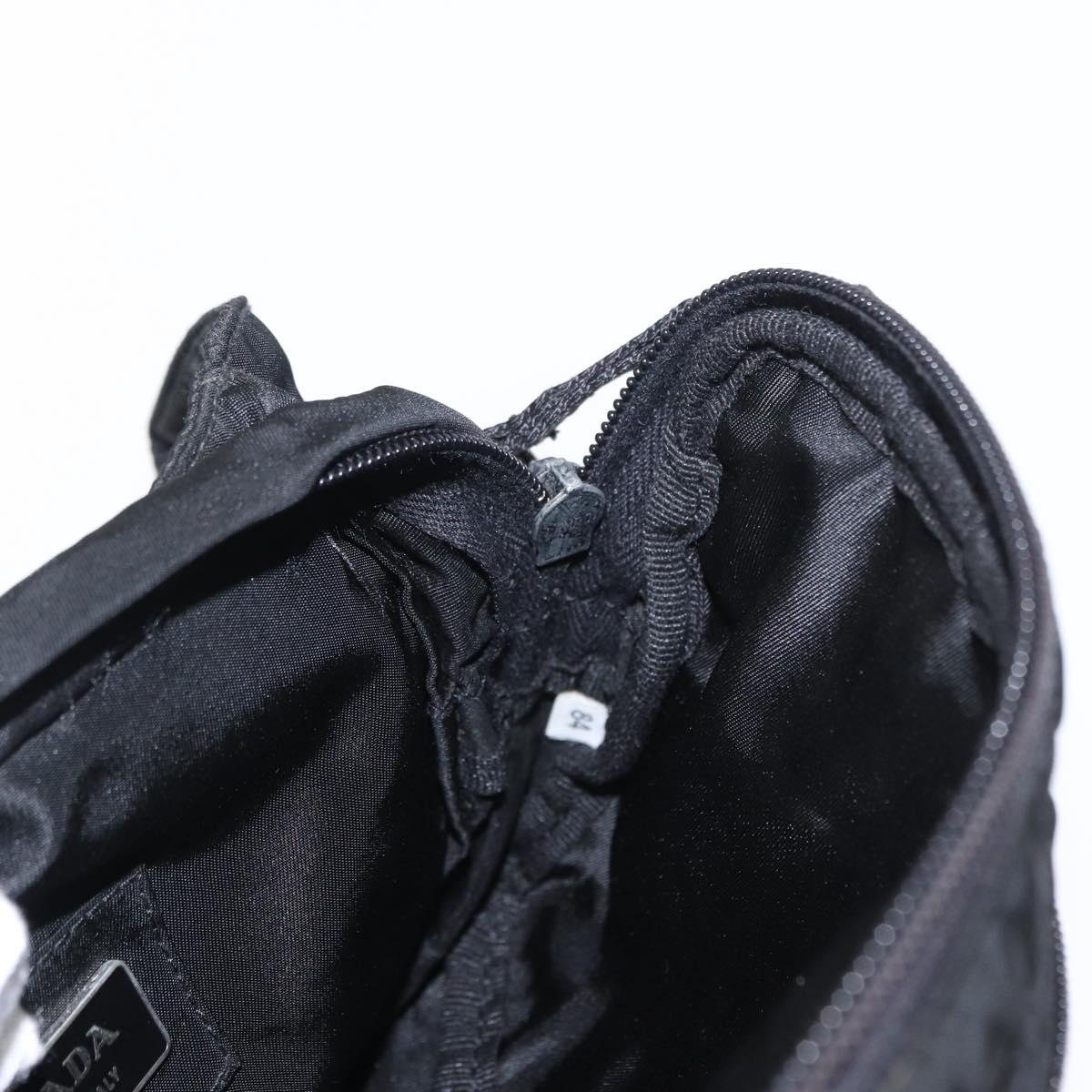 PRADA Body Bag Nylon Black Silver Auth 154536