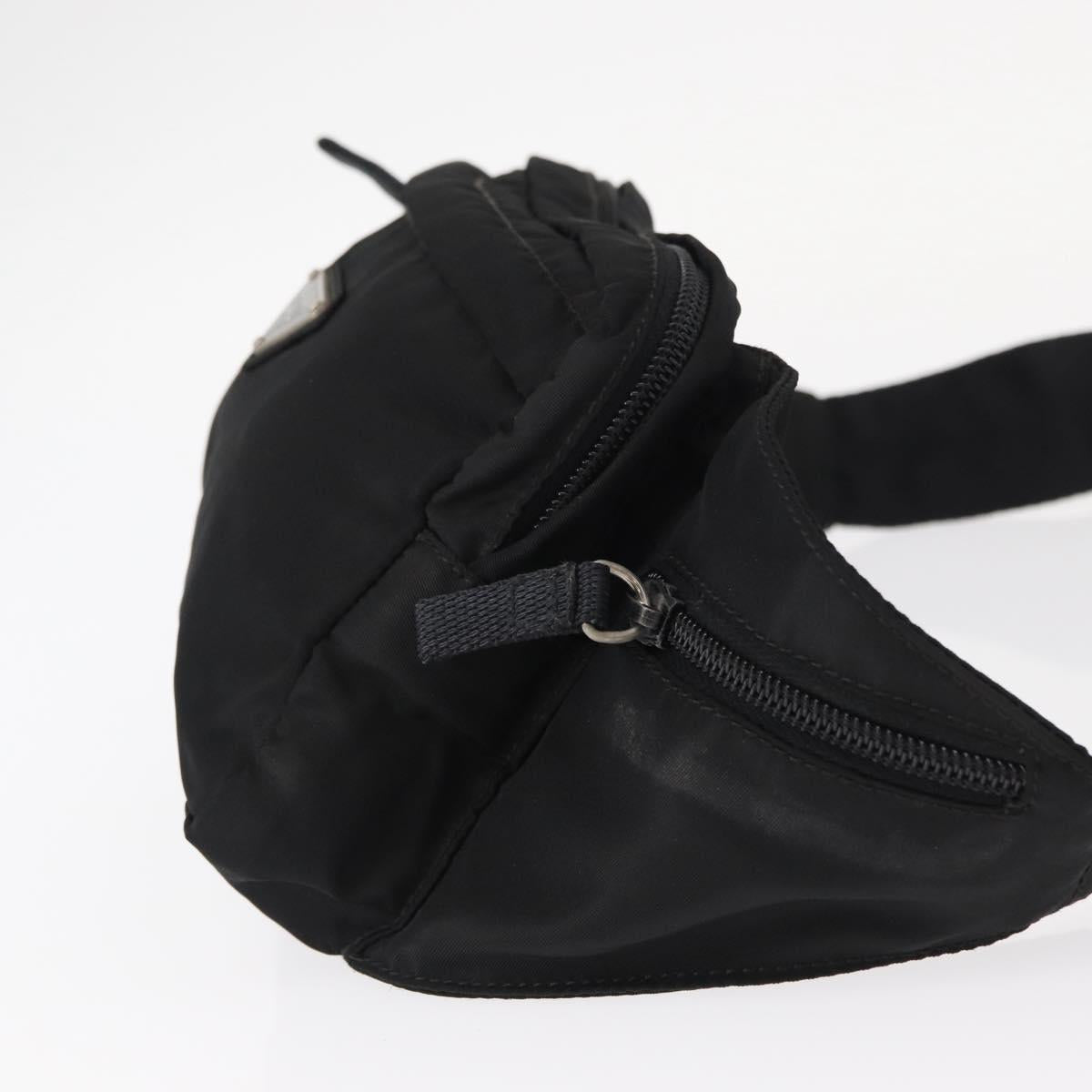 PRADA Body Bag Nylon Black Silver Auth 154536