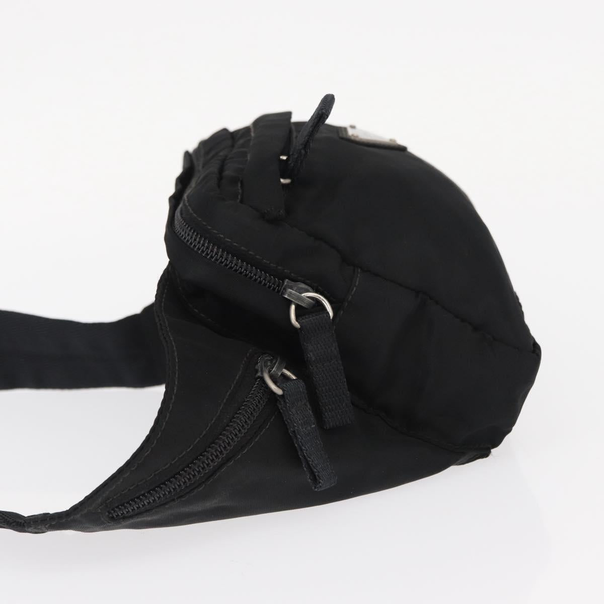 PRADA Body Bag Nylon Black Silver Auth 154536